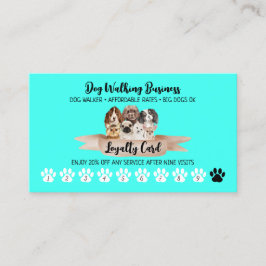 ティール（緑がかった色）パンチドッグウォーカーロイヤリティ割引 名刺