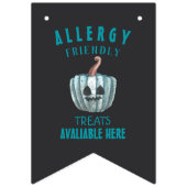 ティール（緑がかった色）パンプキンハロウィンアレルギーロフレンドリーート バンティングフラッグ (第2の旗)