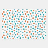 ティール（緑がかった色）パーソナライズされたとオレンジのおもしろい水玉模様 ラッピングペーパーシート (正面2)