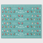 ティール(緑がかった色)パーソナライズされたクリスマスキャラクターギフト ラッピングペーパー (フラット)