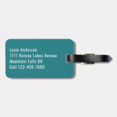 ティール(緑がかった色)パーソナライズされたサンセット海波 ラゲッジタグ (裏面横)