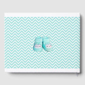 ティール（緑がかった色）パーソナライズされたシェブロンストライプベビーシャワーブック ゲストブック (裏面)