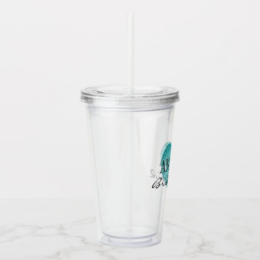 ティール（緑がかった色）パーソナライズされたハート花嫁付きパーティーの好意 アクリルタンブラー (右)