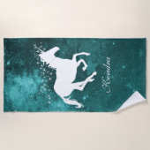 ティール(緑がかった色)パーソナライズされたビーチタオル ビーチタオル (正面)