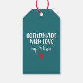 ティール(緑がかった色)パーソナライズされた手作りラブハート ギフトタグ (裏面)