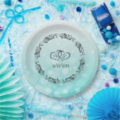 ティール（緑がかった色）パーソナライズされた結婚紙プレート ペーパープレート (パーティー)