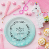 ティール（緑がかった色）パーソナライズされた結婚紙プレート ペーパープレート (パーティー)