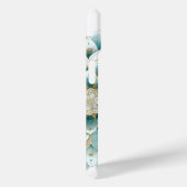 ティール(緑がかった色)パーソナライズされた金ゴールドフローラマンダラ Case-Mate iPhoneケース (裏面 / 右)