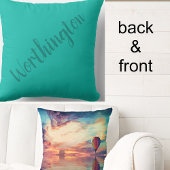 ティール（緑がかった色）パーソナライズされた風光明媚な熱気球サンライズ クッション