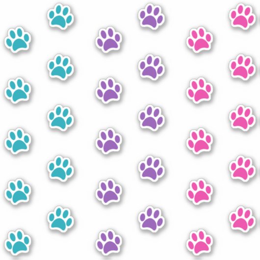 ティール(緑がかった色)パープルとピンクのポープリントトラックステッカーセット シール (正面)