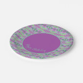 ティール（緑がかった色）パープルアンドライムグリーン紙誕生日プレート ペーパープレート (アングル)