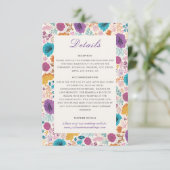 ティール（緑がかった色）パープルイエロー春メドウフラワー結婚ズ エンクロージャーカード (スタンド正面)