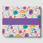 ティール(緑がかった色)パープルイエロー春メドウフラワー結婚ズ ゲストブック (裏面)