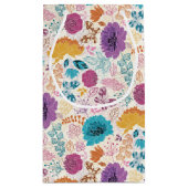 ティール（緑がかった色）パープルイエロー春メドウフラワー結婚ズ スモールペーパーバッグ (裏面)