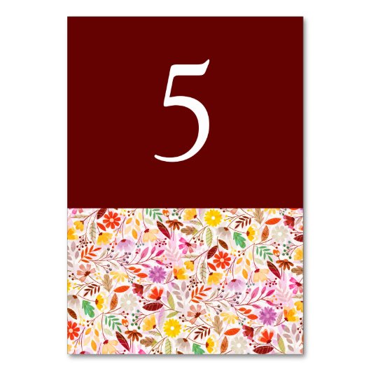 ティール（緑がかった色）パープルイエロー春メドウフラワー結婚ズ テーブルナンバー (正面)