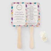 ティール（緑がかった色）パープルイエロー春メドウフラワー結婚ズ ハンドファン (正面&裏面)