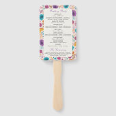 ティール（緑がかった色）パープルイエロー春メドウフラワー結婚ズ ハンドファン (裏面)