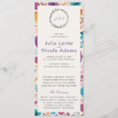 ティール(緑がかった色)パープルイエロー春メドウフラワー結婚ズ プログラム (正面)