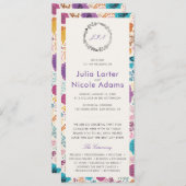 ティール(緑がかった色)パープルイエロー春メドウフラワー結婚ズ プログラム (正面/裏面)