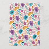 ティール(緑がかった色)パープルイエロー春メドウフラワー結婚ズ メニュー (裏面)