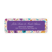 ティール(緑がかった色)パープルイエロー春メドウフラワー結婚ズ ラベル (正面)