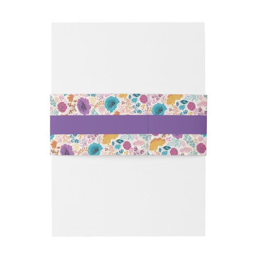 ティール(緑がかった色)パープルイエロー春メドウフラワー結婚ズ 招待状ベリーバンド (裏面例)
