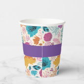 ティール(緑がかった色)パープルイエロー春メドウフラワー結婚ズ 紙コップ (右)
