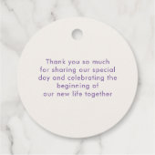 ティール（緑がかった色）パープルイエロー春メドウ結婚ズ フェイバータグ (裏面)