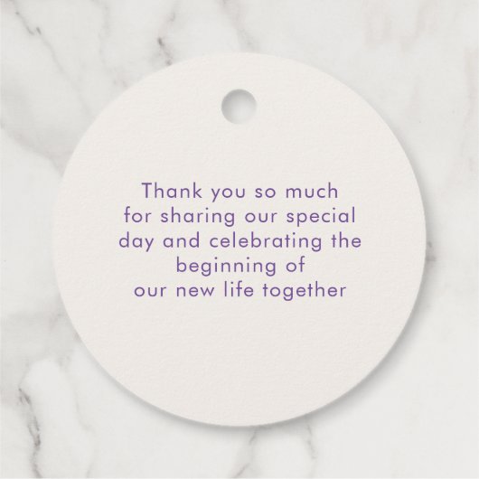 ティール（緑がかった色）パープルイエロー春メドウ結婚ズ フェイバータグ (裏面)