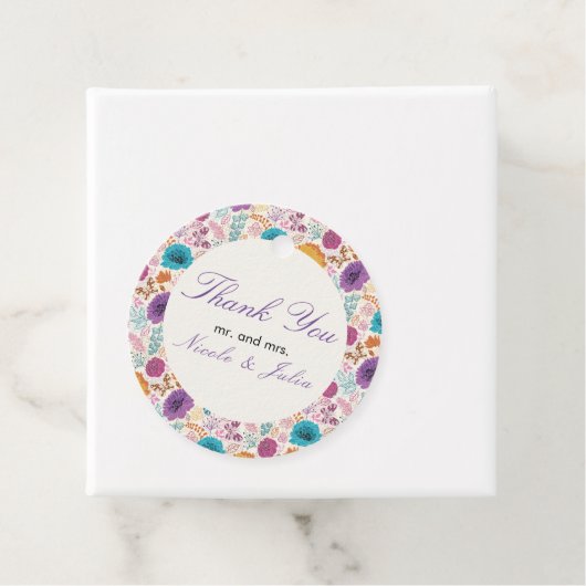 ティール（緑がかった色）パープルイエロー春メドウ結婚ズ フェイバータグ (インサイチュ)