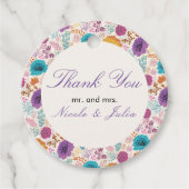 ティール（緑がかった色）パープルイエロー春メドウ結婚ズ フェイバータグ (正面)