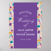 ティール（緑がかった色）パープルイエロー春メドウ結婚ズ ポスター (正面)