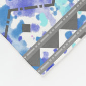 ティール(緑がかった色)&パープルウォーターカラーグレーパターアステカンカスタム フリースブランケット (角)