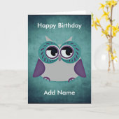 ティール(緑がかった色)&パープルカスタム誕生日カード カード (黄色い花)