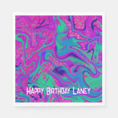 ティール(緑がかった色)パープルクールグリッターガール誕生日スライムパーティー スタンダードランチョンナプキン (正面)