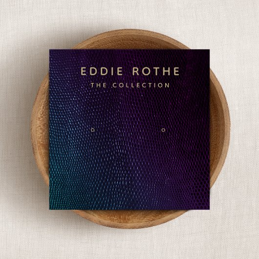 ティール(緑がかった色)パープルグラデーションスタッドイヤリングディスプレイカード