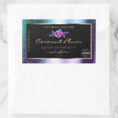 ティール（緑がかった色）パープルグリッターブラック製品ラベル（ロゴ付き） 長方形シール (バッグ)