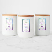 ティール(緑がかった色)パープルグリッターホワイトプロダクトラベル(ロゴ付き) フードラベル (ボトル)