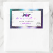 ティール(緑がかった色)パープルグリッターホワイトプロダクトラベル(ロゴ付き) 長方形シール (バッグ)