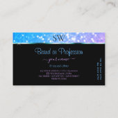 ティール（緑がかった色）パープルスタイリッシュグリッタースパークルスターズイニシャル 名刺 (裏面)