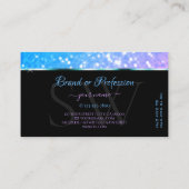 ティール(緑がかった色)パープルスタイリッシュグリッタースパークルスターズモノグラム 名刺 (裏面)