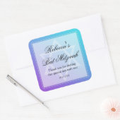 ティール(緑がかった色)パープルスターオブデイヴィッドバルミツワーフリット スクエアシール (封筒)