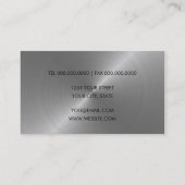 ティール（緑がかった色）パープルストライプスチール名刺 名刺 (裏面)