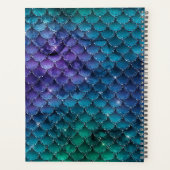 ティール（緑がかった色）パープルスパークルマーメイドモノグラムはかりで測ラグジュアリー プランナー手帳 (裏面)