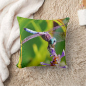 ティール(緑がかった色)&パープルドラゴンフライ クッション (ブランケット)