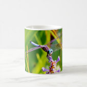 ティール(緑がかった色)&パープルドラゴンフライ コーヒーマグカップ (中央)