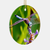 ティール(緑がかった色)&パープルドラゴンフライ セラミックオーナメント (右)