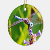 ティール(緑がかった色)&パープルドラゴンフライ セラミックオーナメント (左)