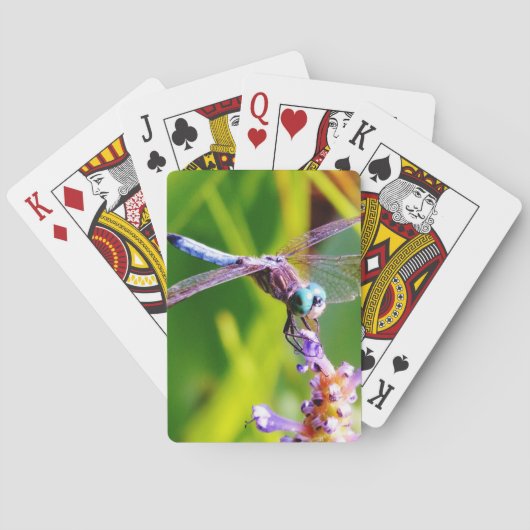 ティール（緑がかった色）&パープルドラゴンフライ トランプ (裏面)