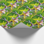 ティール（緑がかった色）&パープルドラゴンフライ ラッピングペーパー (角)